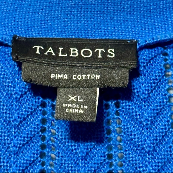 Talbots 100% Pima Cotton Lightweight Pointelle Long Sleeve Button Front Cardigan - Picture 11 of 12